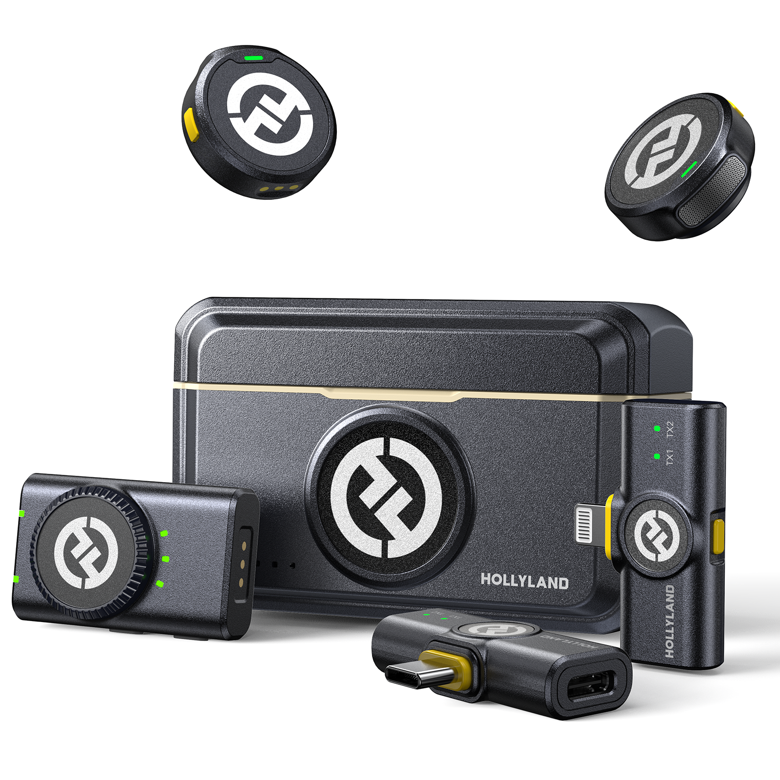 Hollyland LARK M2 Wireless Lavalier Microphone for iPhone Camera 300m Range Noise Cancellation 30H Battery for Photography Vlog