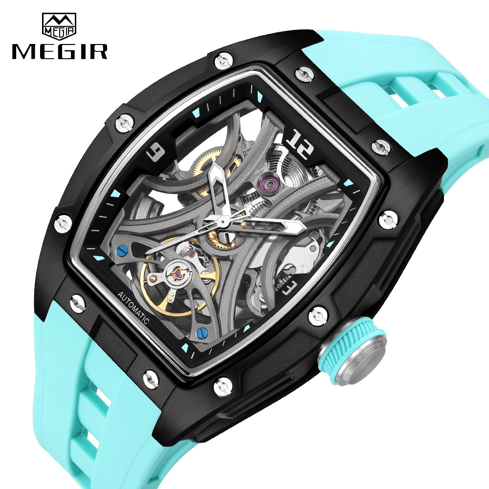 MEGIR New Automatic Watch Men's Luxury Brand Waterproof Business Mechanical Watch Man Silicone Wristwatch Male Clock