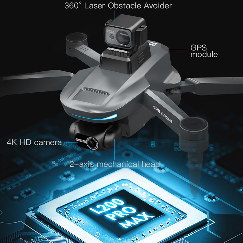 Drone GPS 8K L200 PRO MAX Professional 2-Axis PTZ HD Dual Camera 5G WIFI FPV 360° Laser Obstacle Avoidance Brushless Motor Dron