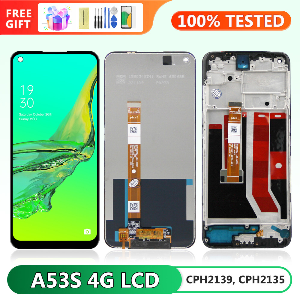 Screen for Oppo A53s 4G Lcd Display Touch Screen Digitizer with Frame Assembly for Oppo A53s CPH2139 CPH2135 Screen Replacement