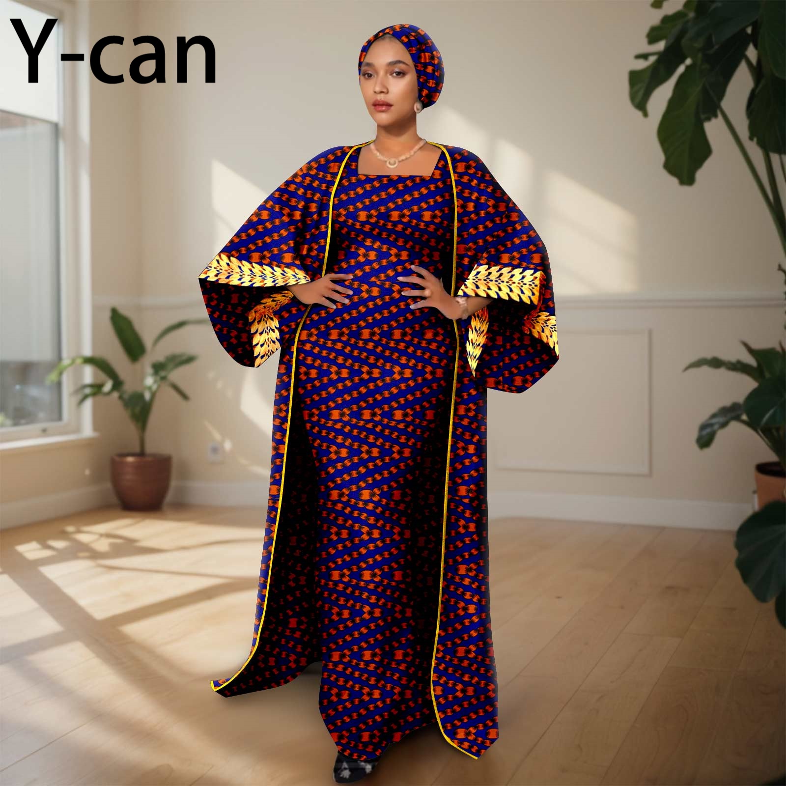 African Clothing for Women Female Suit Set Long Coat and Sleeveless Dress With Headscarf for Lady Traditional Outfits 2426029