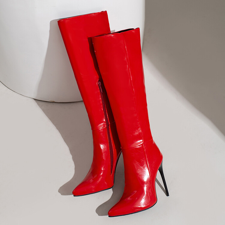 NASBAVI Women's Knee High Boots Sexy Red Blue Black Heeled Long Boot Female Large Size 48 Autumn Winter Party Shoes Ladies