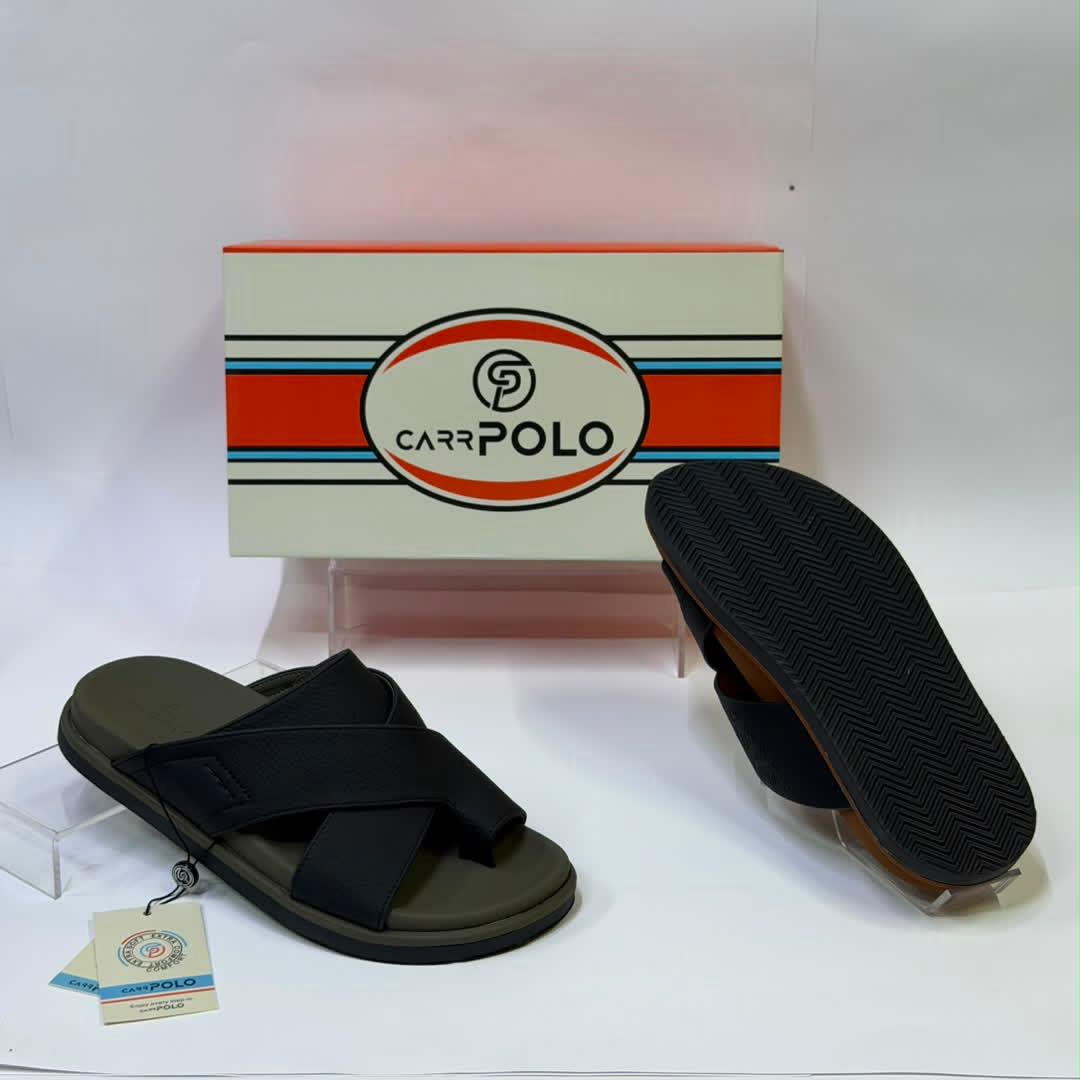 CarrPolo White & Brown Cross-Strap Sandals