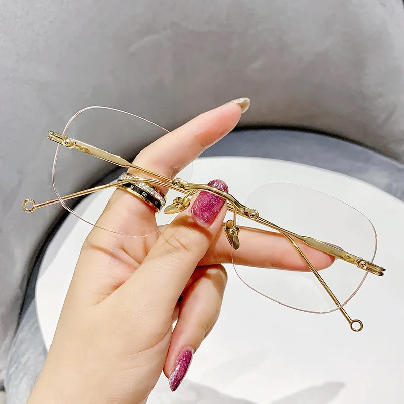 High Quality Myopia Glasses Unisex Square Frameless Frame Anti-blue Light Eyeglasses Nearsighted Prescription Eyewear Diopter