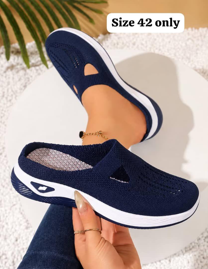 Women's Comfortable Slip-On Mesh Mules - Navy Blue