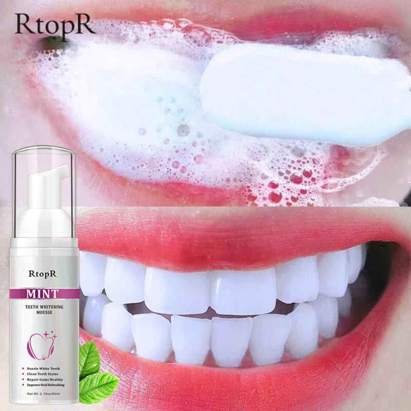 Teeth Whitening Mousee Removal Plaque Stains Cleaning Oral Hygiene Fresh Breath Bleaching Yellow Tooth Essence Dental Care 60ml
