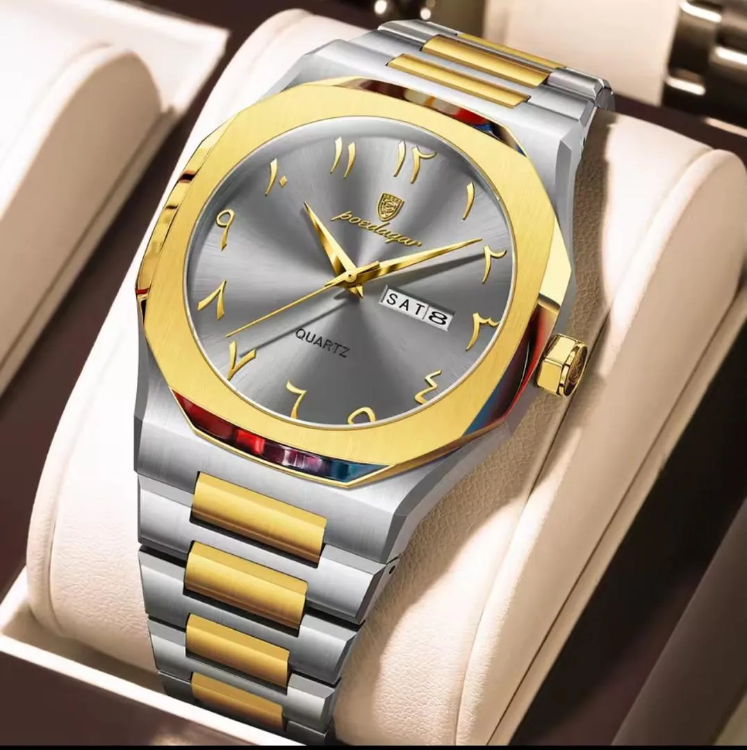Poealagar Men's Two-Tone Stainless Steel Quartz Watch