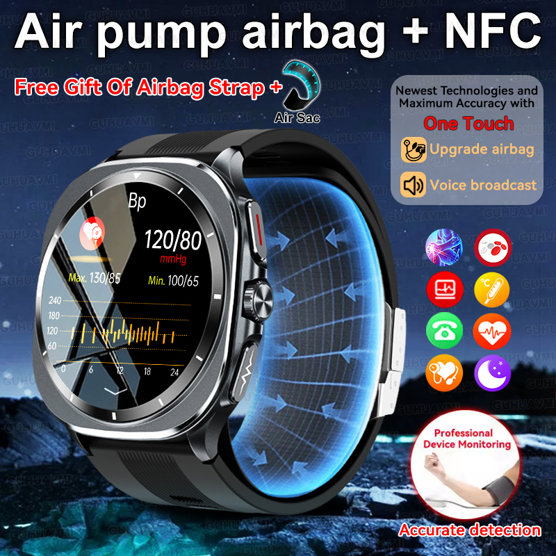 2025 New Health Nursing Accurate Measure Blood pressure Smart Watch With Air pump airbag Blood lipids Uric acid Smartwatch Men