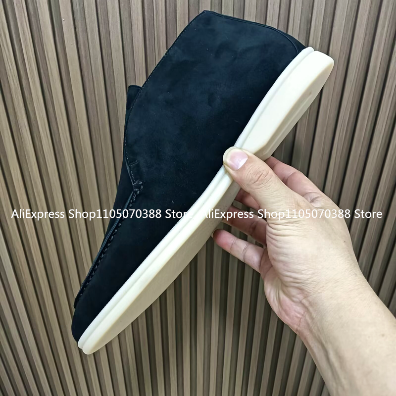 UnisexFlat Bottomed Walking Sheepskin Suede Loafers Women's Shoes Ankle Boots  All Genuine Leather High Tube Men's Casual Shoes