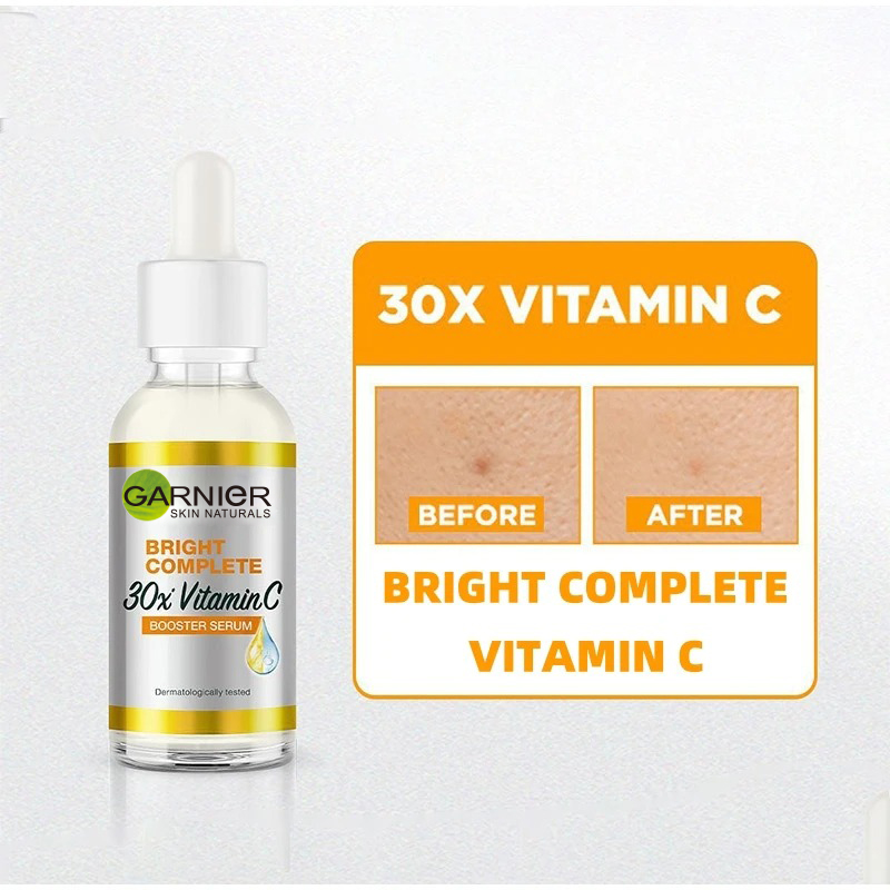 Garnier Bright Complete 30x Vitamin C Niacinamide Booster Serum Whitening Skin Tone Essence Fade Acne Mark Beauty Products 30ml