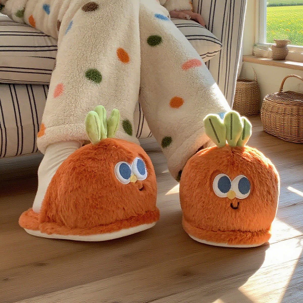 Creative and Fun Peanut-Shaped Home Warm Cotton Slippers for Women, Ins-Style Plush Non-Slip Winter Indoor Ladies' Slippers