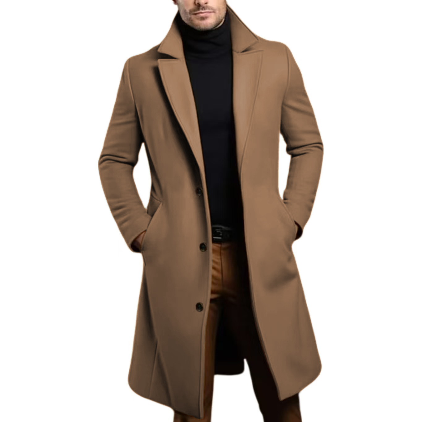 Men Lapel Coat Stylish Warm and Comfortable Black Trench Coat for Men Winter Autumn Overcoat Classic Lapel Daily Office
