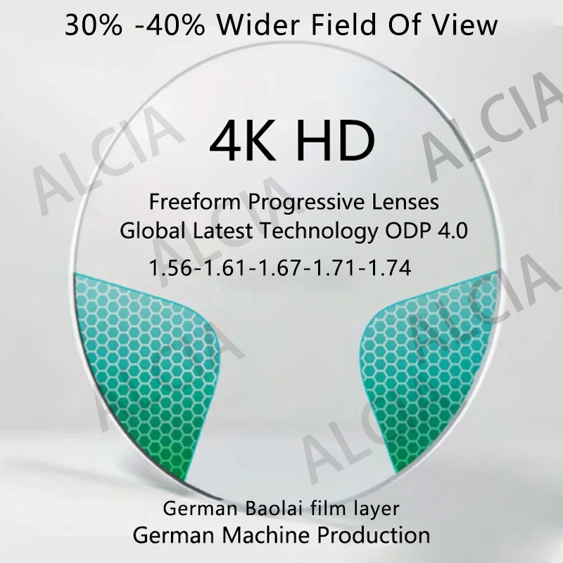 ALICIA 1.56 1.61 1.67 1.74Anti-scratch Anti-blue Photochromic Widest Field of View Progressive Multi-focal Lens 4.0  1 Pair