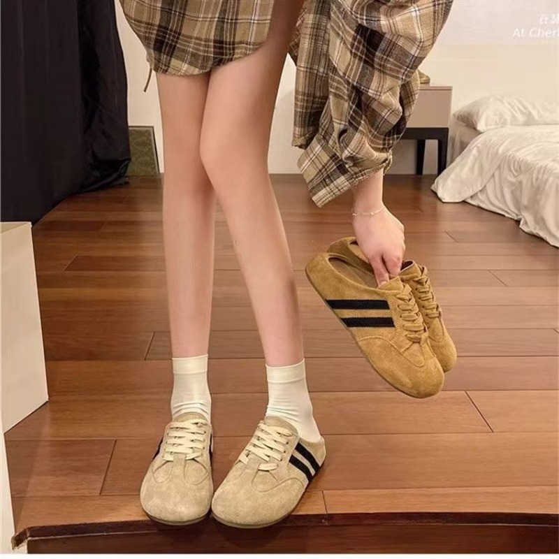 Women's shoes spring new casual lightweight sneakers women's lace-up flat tennis shoes retro polished leather training shoes