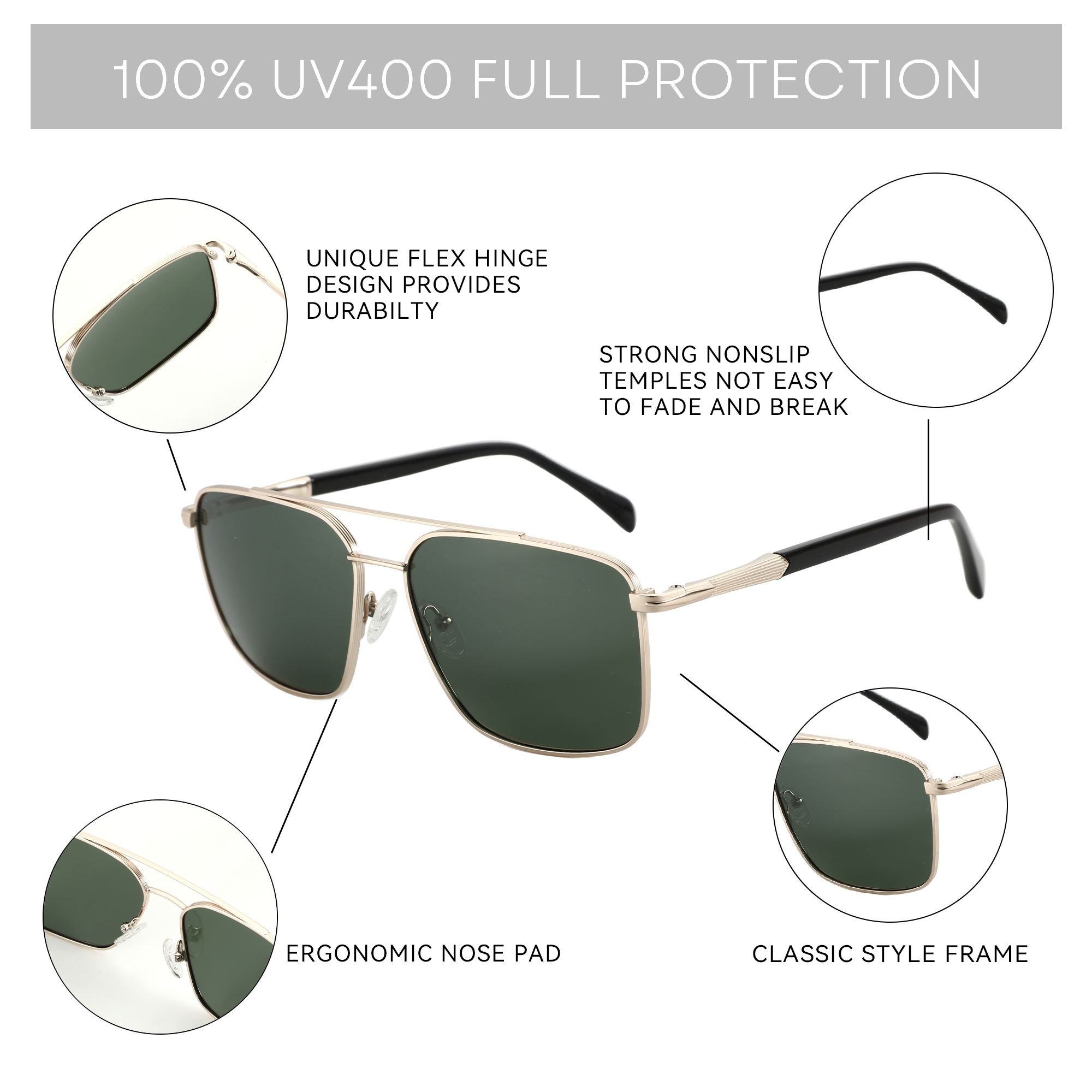 BLUEMOKY L Size Fashion Metal Aviator Prescription Sunglasses Men Progressive UV400 Polarized Myopia Sunglasses Man