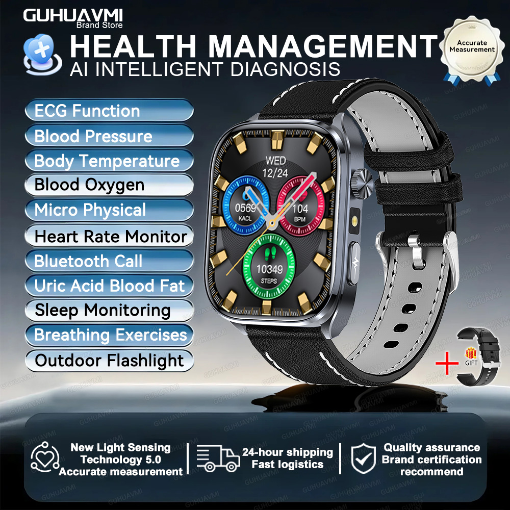 Body Composition analysis Monitoring Smart Watch Men ECG Heart Rate Blood pressure Uric Acid Health Tracker Smartwatches 2025New
