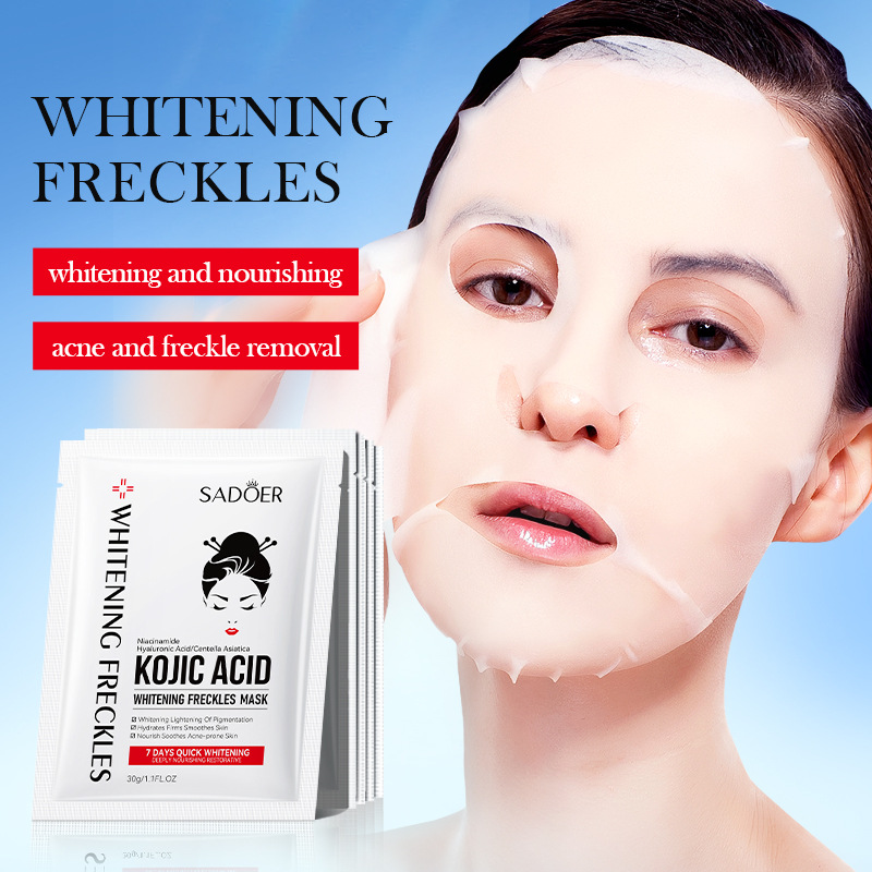 5pcs SADOER Kojic Acid Face Mask Moisturizing Brightening Hydrating Facial Masks Face Sheet Masks Beauty Face Skin Care Products
