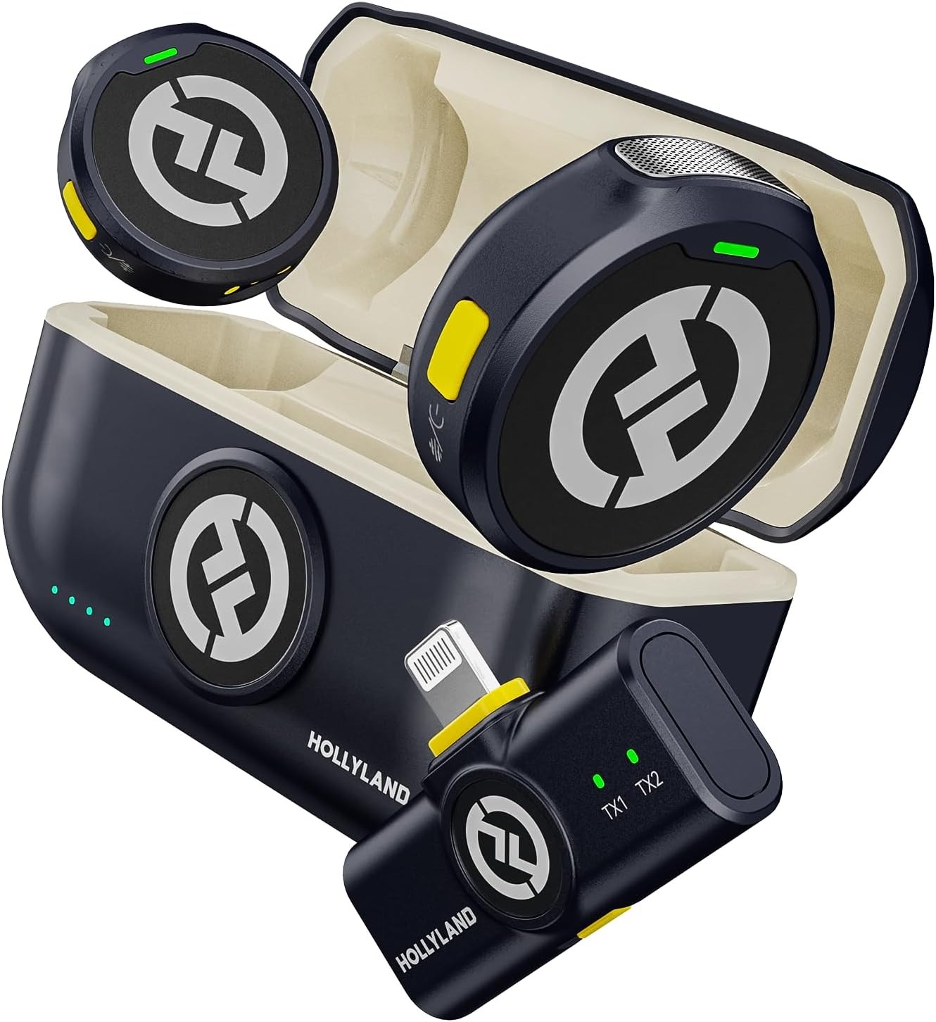 Hollyland LARK M2 Wireless Lavalier Microphone for iPhone Camera 300m Range Noise Cancellation 30H Battery for Photography Vlog