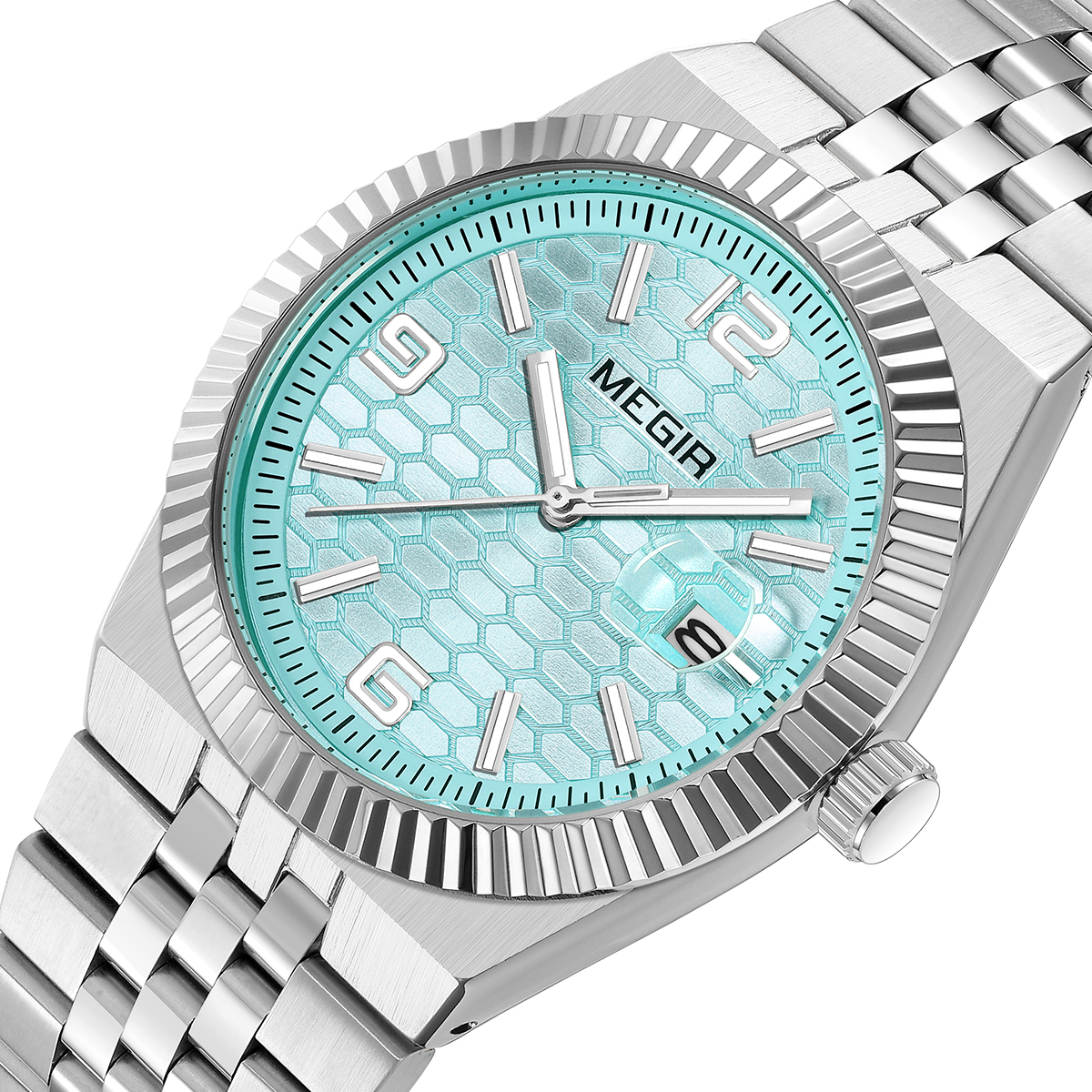 MEGIR Quartz Watch for Men Fashion Simple Business Style Analog Wristwatch with Stainless Steel Strap Date Luminous Hands