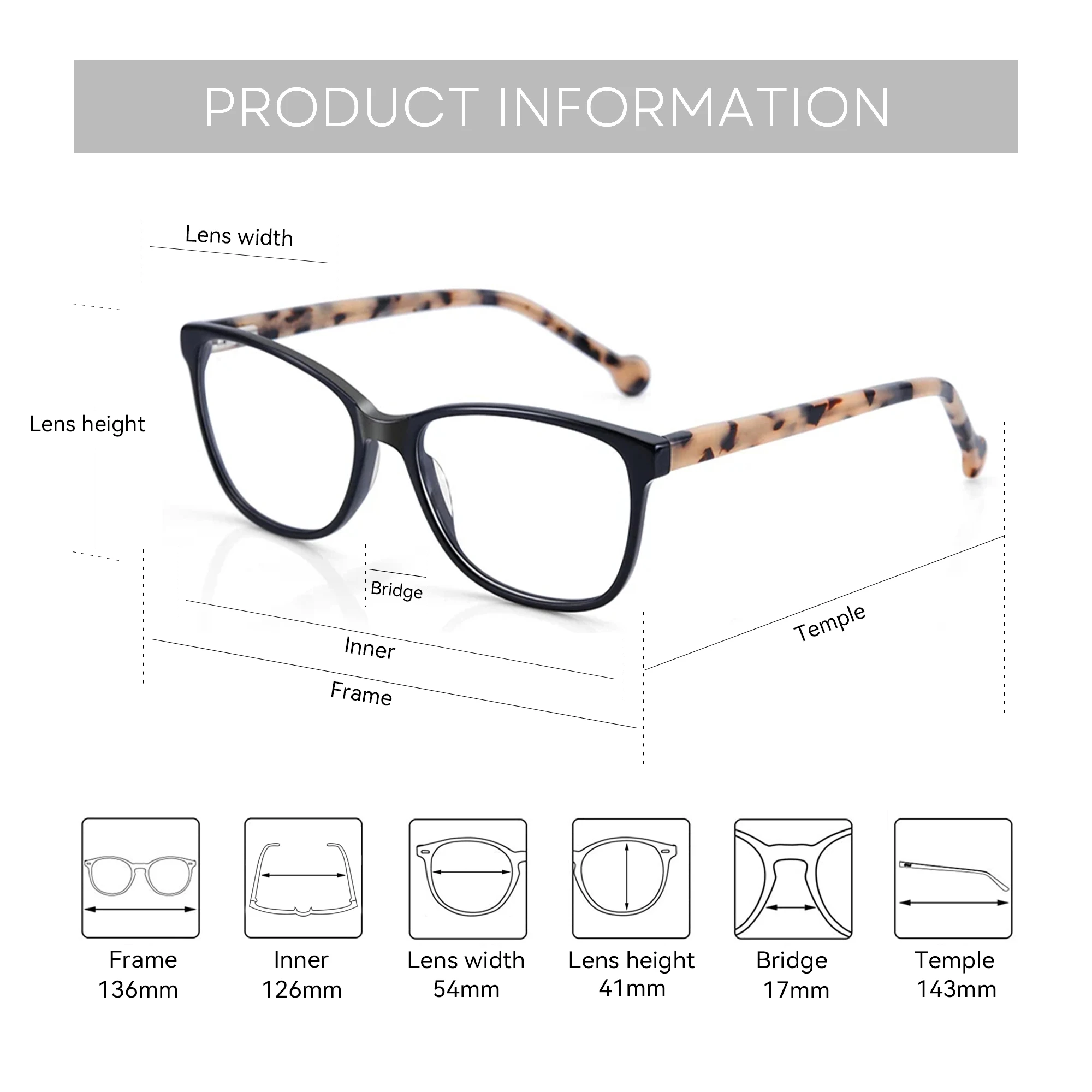 ZENOTTIC Fashion Acetate Prescription Eyeglasses Progressive Optical Glasses For Women Anti Blue Light Protection Myopia Eyewear