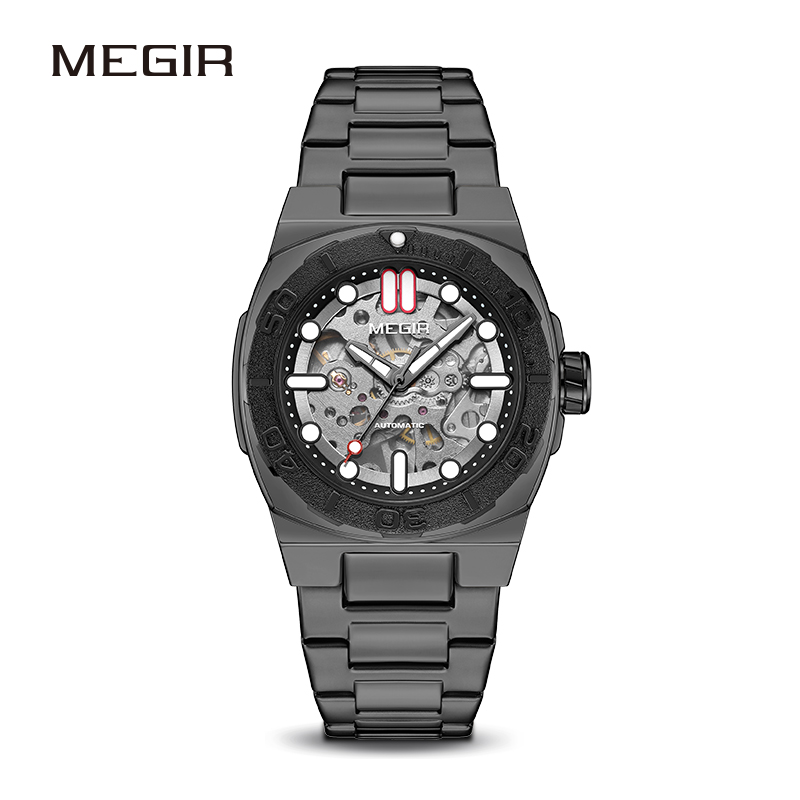 MEGIR Brand New Fashion Automatic Date Quartz Watch for Men Stainless Steel Waterproof Mechanical Mens Watches Relogio Masculino
