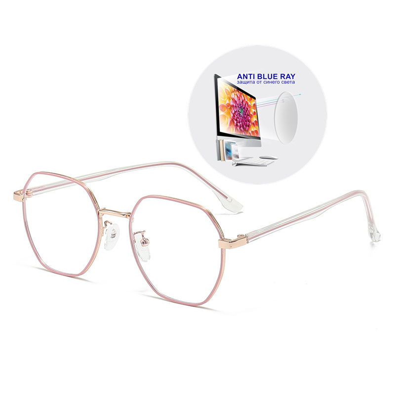Prescription Custom Myopia Glasses Sphere -0.5 To -10 Men Women Upscale Alloy Polygonal Frame Nearsighted Spectacles F060