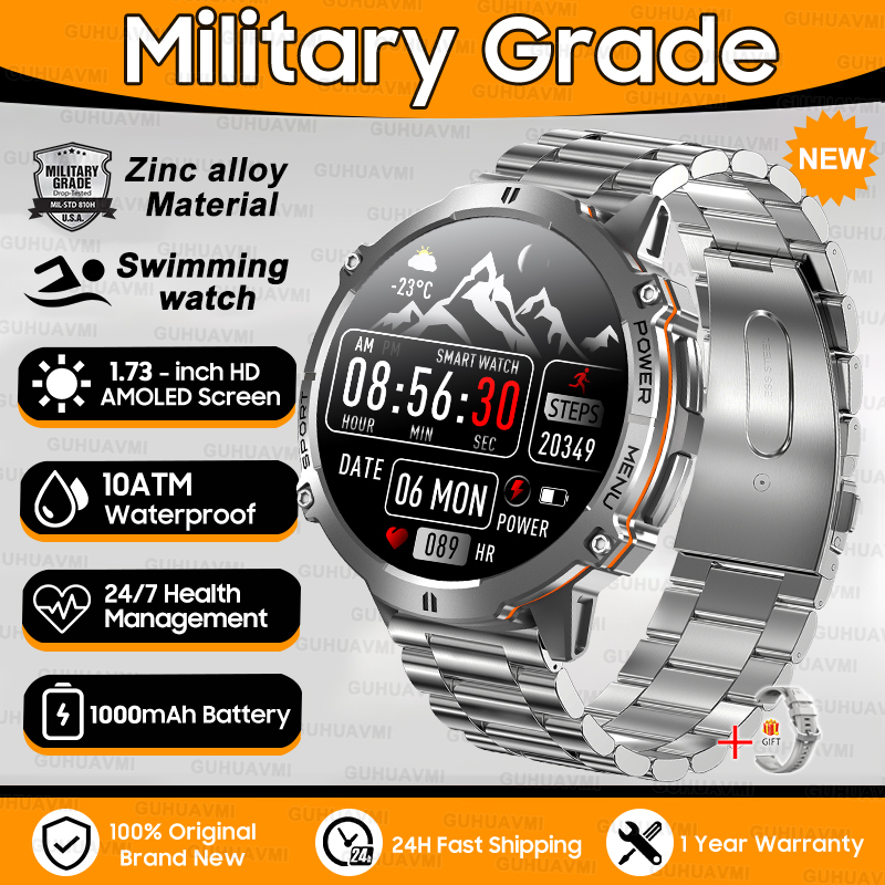 2025 New T-Rex3 1000mAh Battery Sports SmartWatch 1.73" AMOLED Screen 10ATM Waterproof Compass Altimeter Military Smartwatch Men