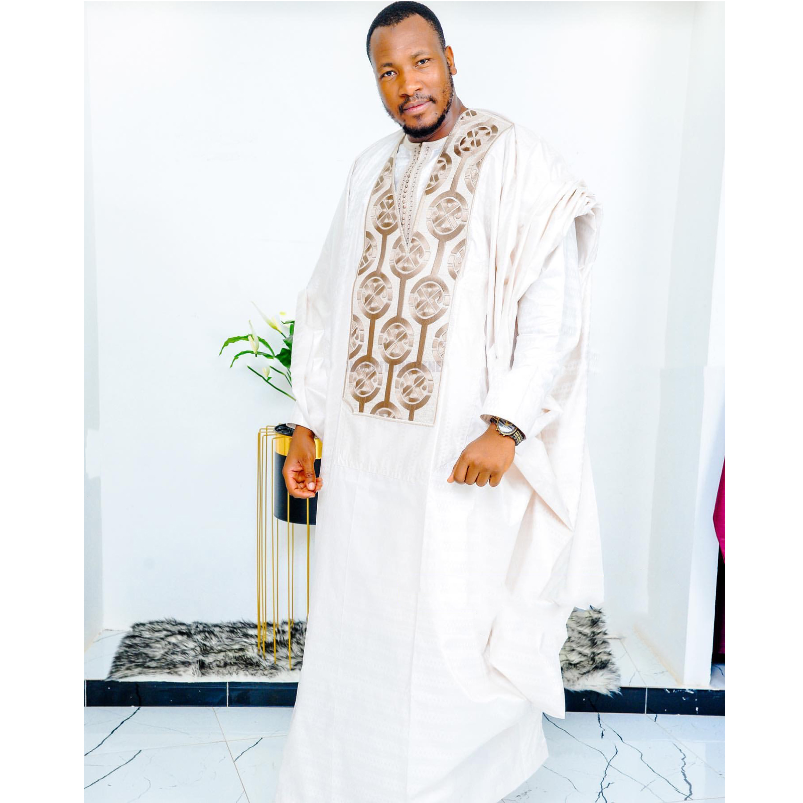 African Clothing For Men Traditional Bazin Riche Embroidery Design Top Long Sleeve 3 Piece Set