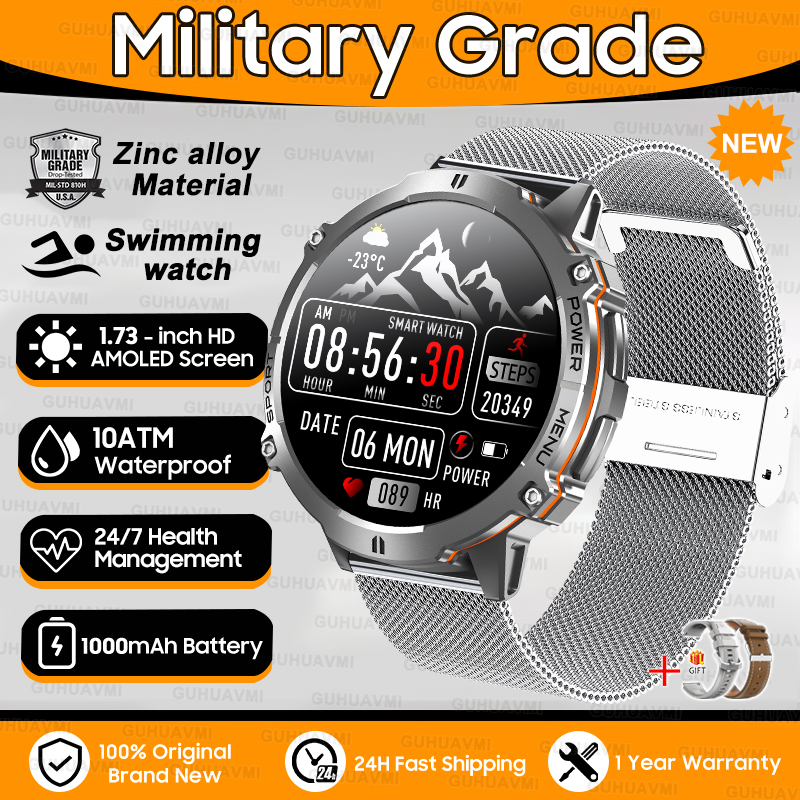 2025 New T-Rex3 1000mAh Battery Sports SmartWatch 1.73" AMOLED Screen 10ATM Waterproof Compass Altimeter Military Smartwatch Men