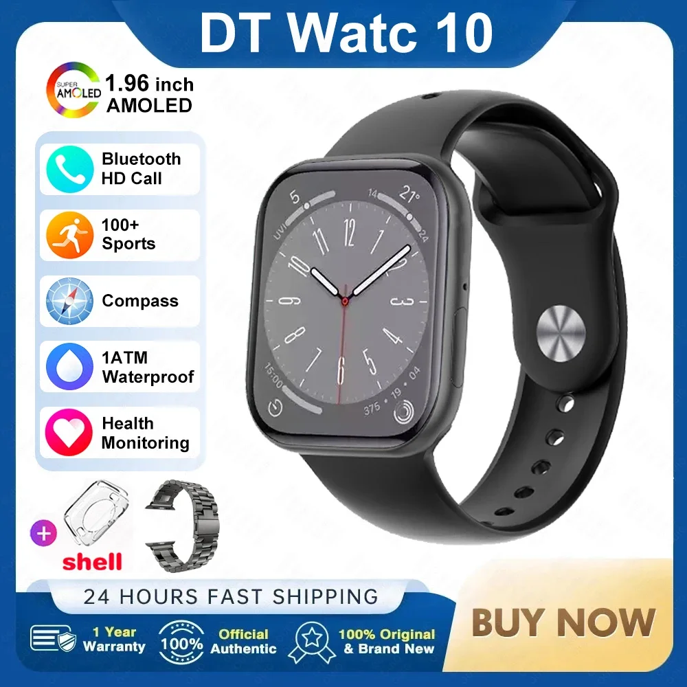 2025 New Original for Apple DT Watch 10 Smart Watch Men AMOLED 4GB Memory Music 3D Surround BT Call Waterproof smart watch Woman