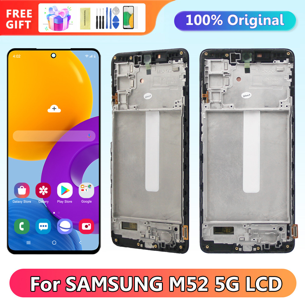 Super Amoled Screen for Samsung Galaxy M52 5G M526B M526BR Lcd Display Touch Screen with Frame Replacement for Samsung M52 5G