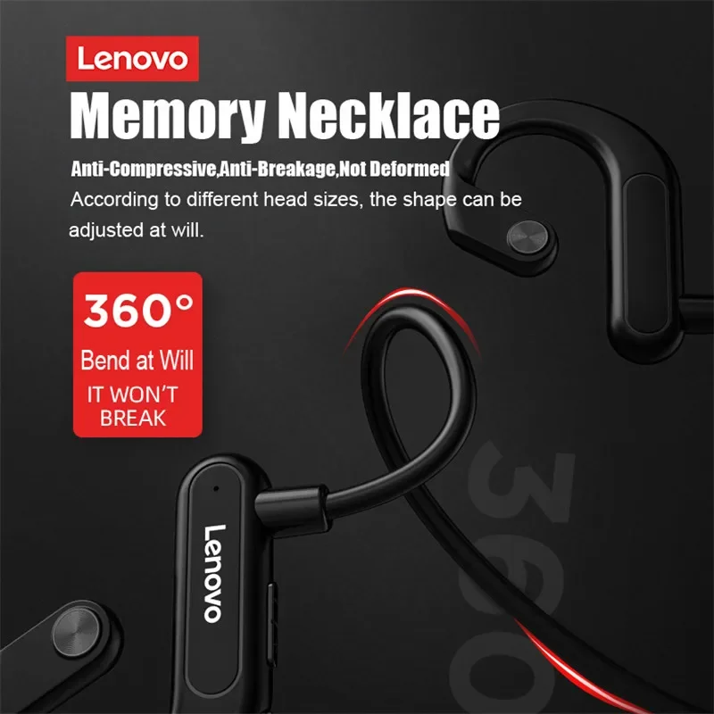 Lenovo Bone Conduction Earphones Bluetooth 5.3 Sports Wireless Headphones TWS Ear Hook Waterproof Headset for Running Driving