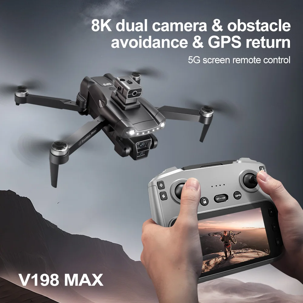 For Xiaomi V198 MAX GPS Drone  8K HD Aerial Photography Dual Camera Brushless Quadrotor Laser Obstacle Avoidance  Aerial Optical