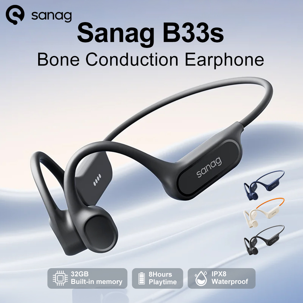 Sanag B33S Bone Conduction Bluetooth Earphone 32GB Memory IPX8 Swimming Headphones Flash-sale Wireless Headset MP3 Earbuds