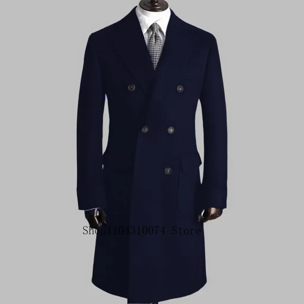 Trench Coat with Notched Lapel and Double-breasted ，comfortable Winter Jacket for Men，Double Breasted，Warm, Coat Customization