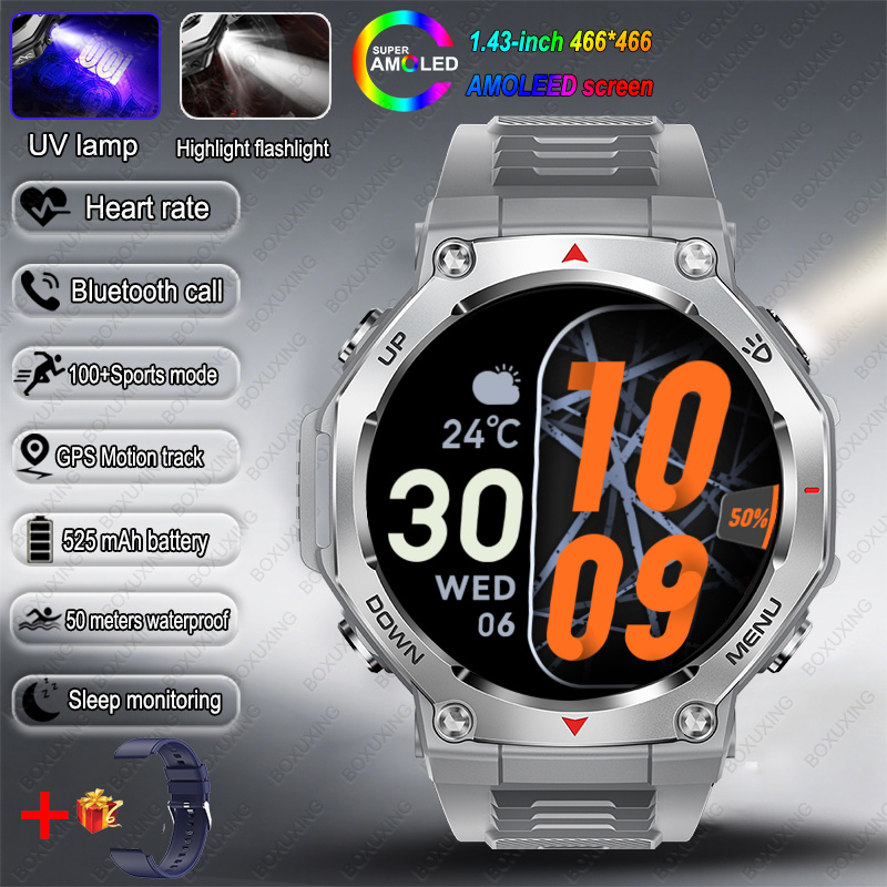2025 NEW For HUIAWE GPS Smart Watch Men 10ATM IPX8 Waterproof Smart Watches Compass Altimeter Barometric 1.43'' AMOLED Bracelet
