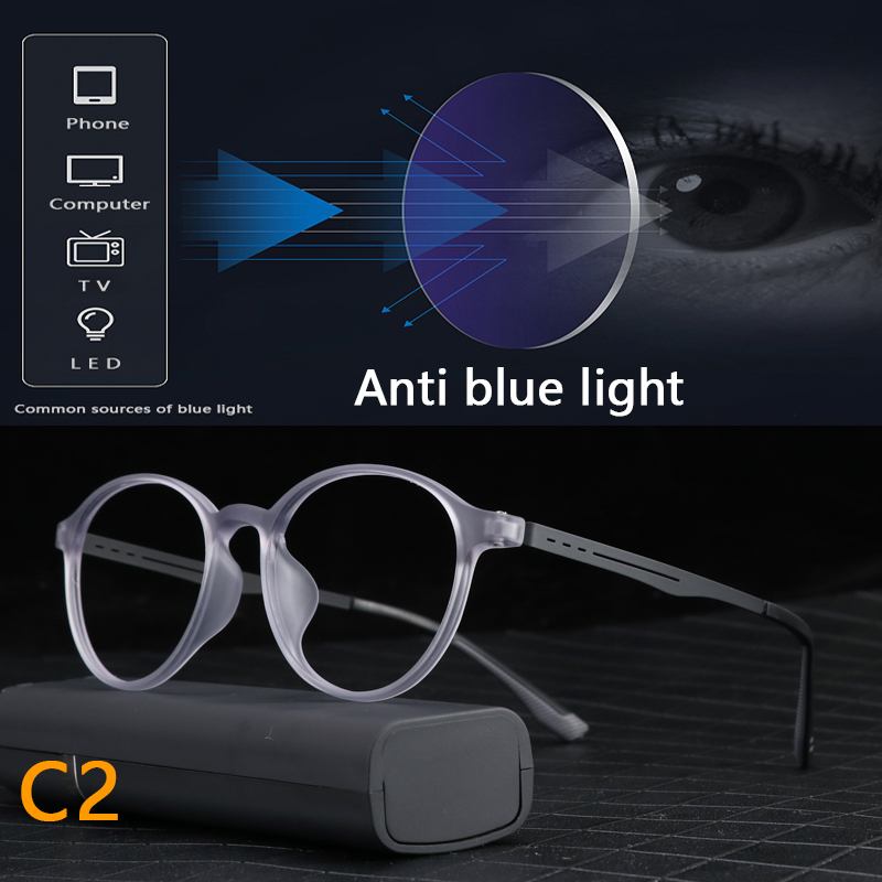 Ultralight Titanium Retro Round Anti Blue Light Photochromic Reading Glasses For Men Computer Presbyopic Eyeglasses Women