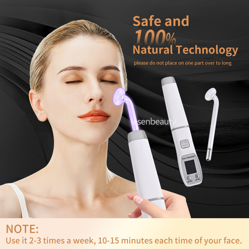 Darsonval New High Frequency Facial Machine Skin Therapy With 7 Neon & Argon Wands Remove Wrinkles Acne Facial Therapy Wand US e