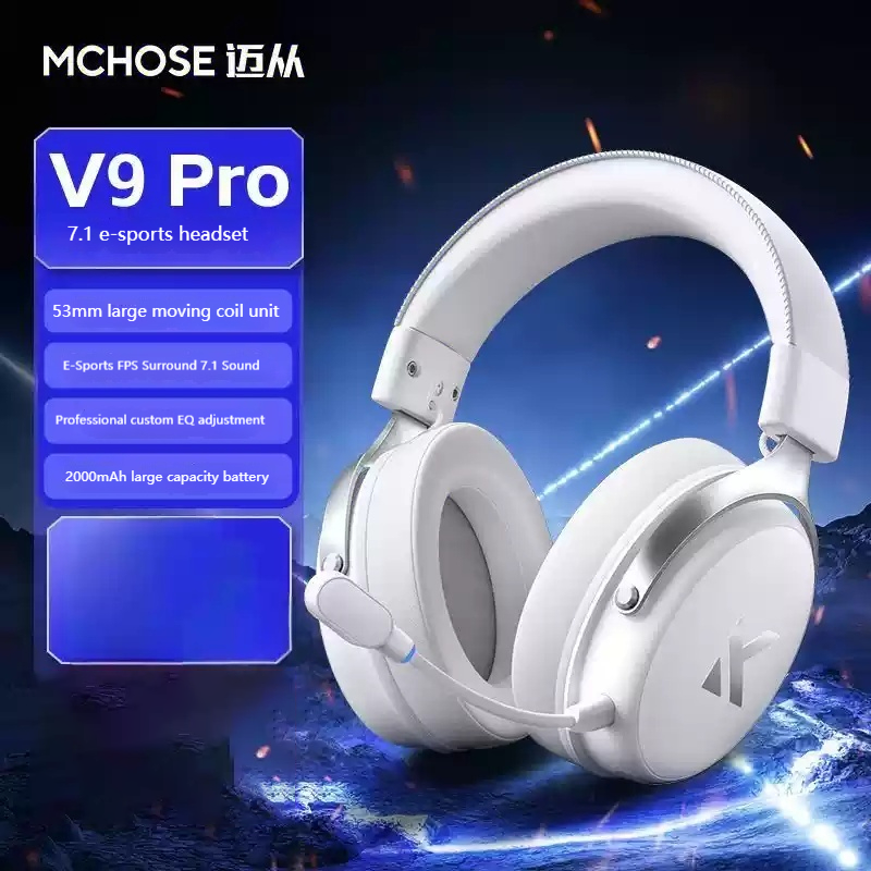 MCHOSE V9 Pro E-Sports Headphone Tri-Mode Game Bluetooth Computer Microphone Wireless Usb 7.1 Channel Surround Sound Headphone