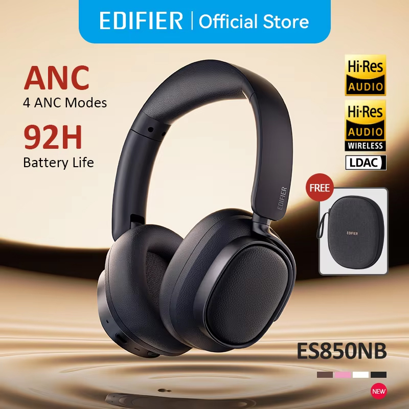 Edifier ES850NB Wireless Headphone Noise Cancelling Bluetooth Earphones Hi-Res Wireless Over-Ear Headphones with Carry Bag