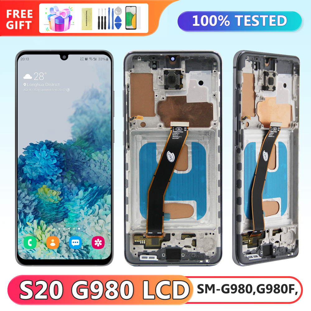 tft S20 Screen Replacement, for Samsung Galaxy S20 G980 G980F G980F/DS Lcd Display Digital Touch Screen with Frame Assembly