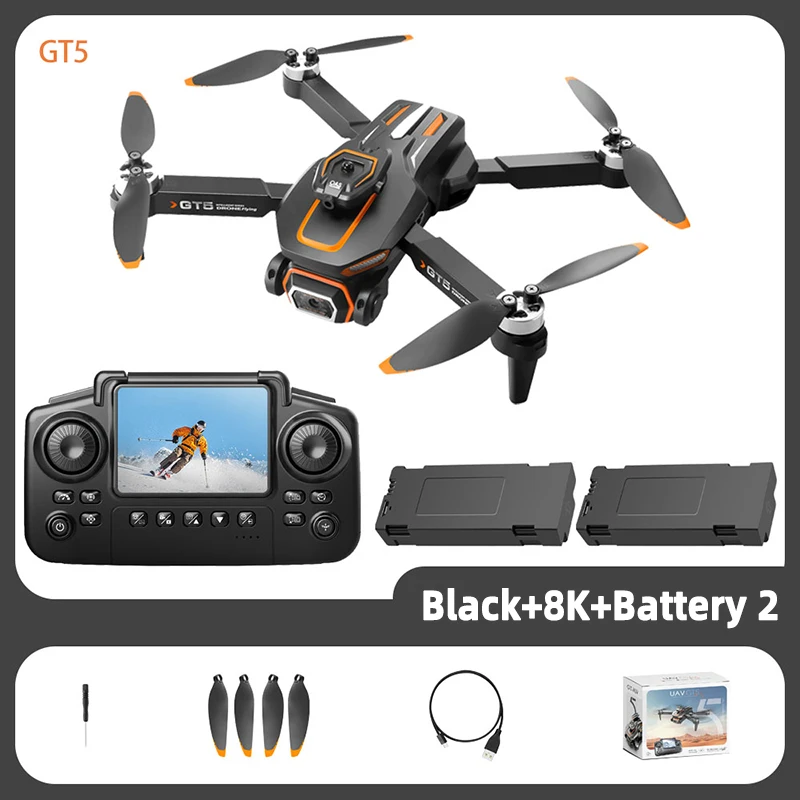 For Xiaomi GT5 RC Drone 4K Professional HD Camera WIFI FPV Dron 360° Obstacle Avoidance Brushless Large Screen Quadcopter Toys