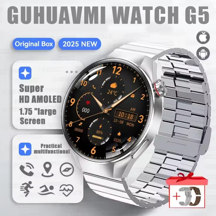 2025 New Originl Watch G5 PlUS Smart Watch 1.75" HD AMOLED Screen GPS track Heart Rate Bluetooth Call Compass Smartwatch for Men