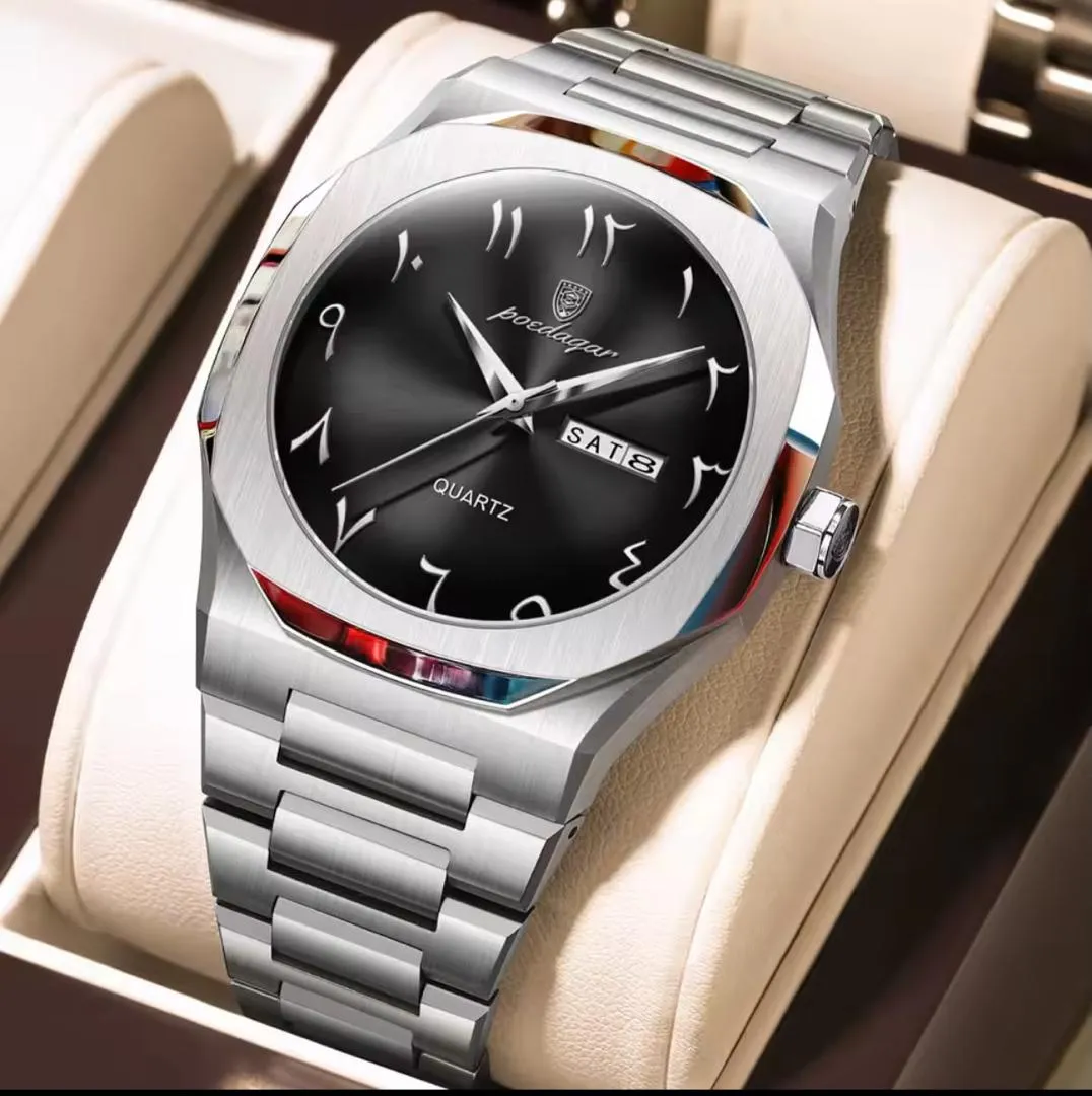 Poedagar Men's Stainless Steel Quartz Watch