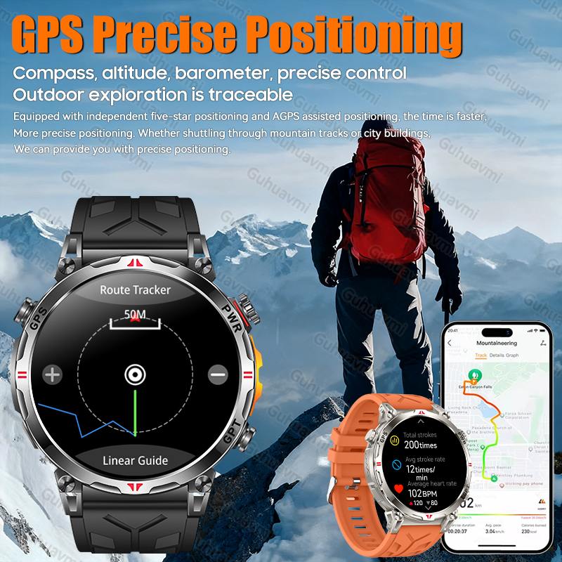 2025 New Military T-Rex3 GPS Smart Watch 5ATM Waterproof 650mAh Battery Heart Rate Compass AI GPT Sports tracker Smartwatch Men