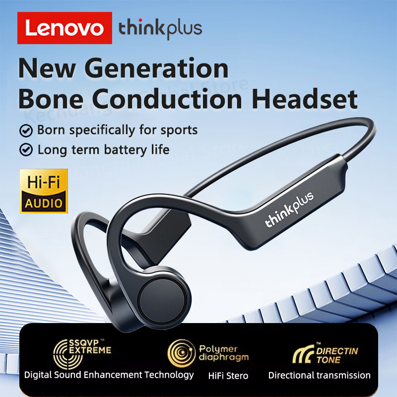 Lenovo Bone Conduction Earphones Bluetooth 5.3 Sports Wireless Headphones TWS Ear Hook Waterproof Headset for Running Driving