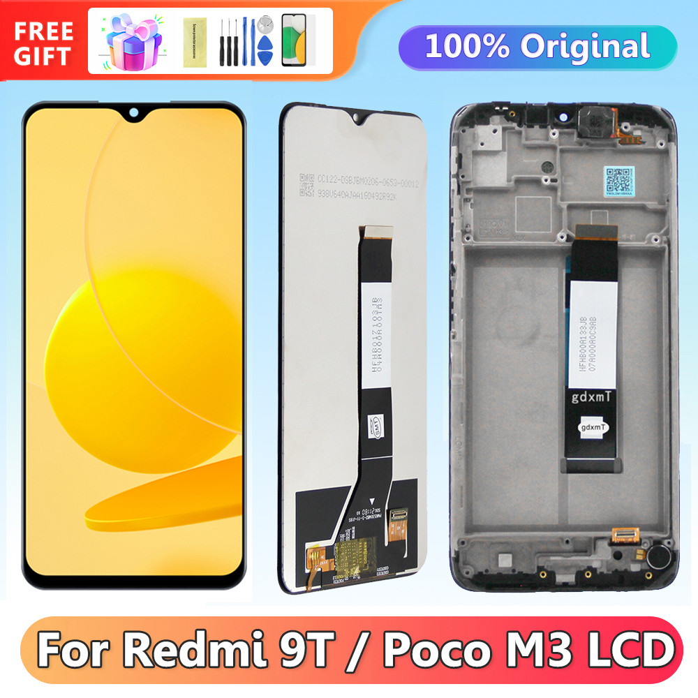 Poco M3 Display Screen Assembly, for Xiaomi Redmi 9T M2010J19SG Lcd Display Digital Touch Screen with Frame Screen Replacement