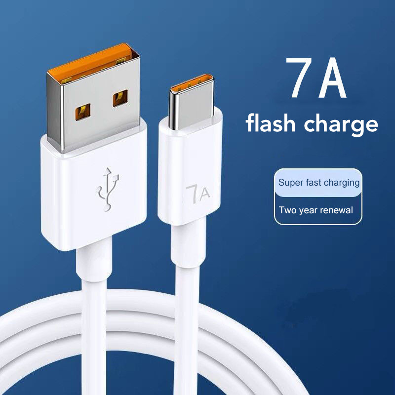 100W 7A USB Type C Super-Fast Charge Cable For Xiaomi Mi 12 Pro Oneplus Realme POCO For Huawei P40 P30 Fast Charing Data Cord