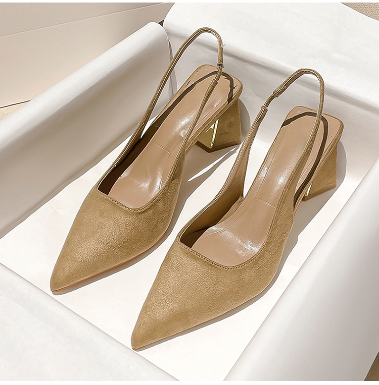 Pointed High-heeled Single Shoes Femininity 2025 New Spring and Summer Thick Heel Simple Back Empty Bag Head Sandals