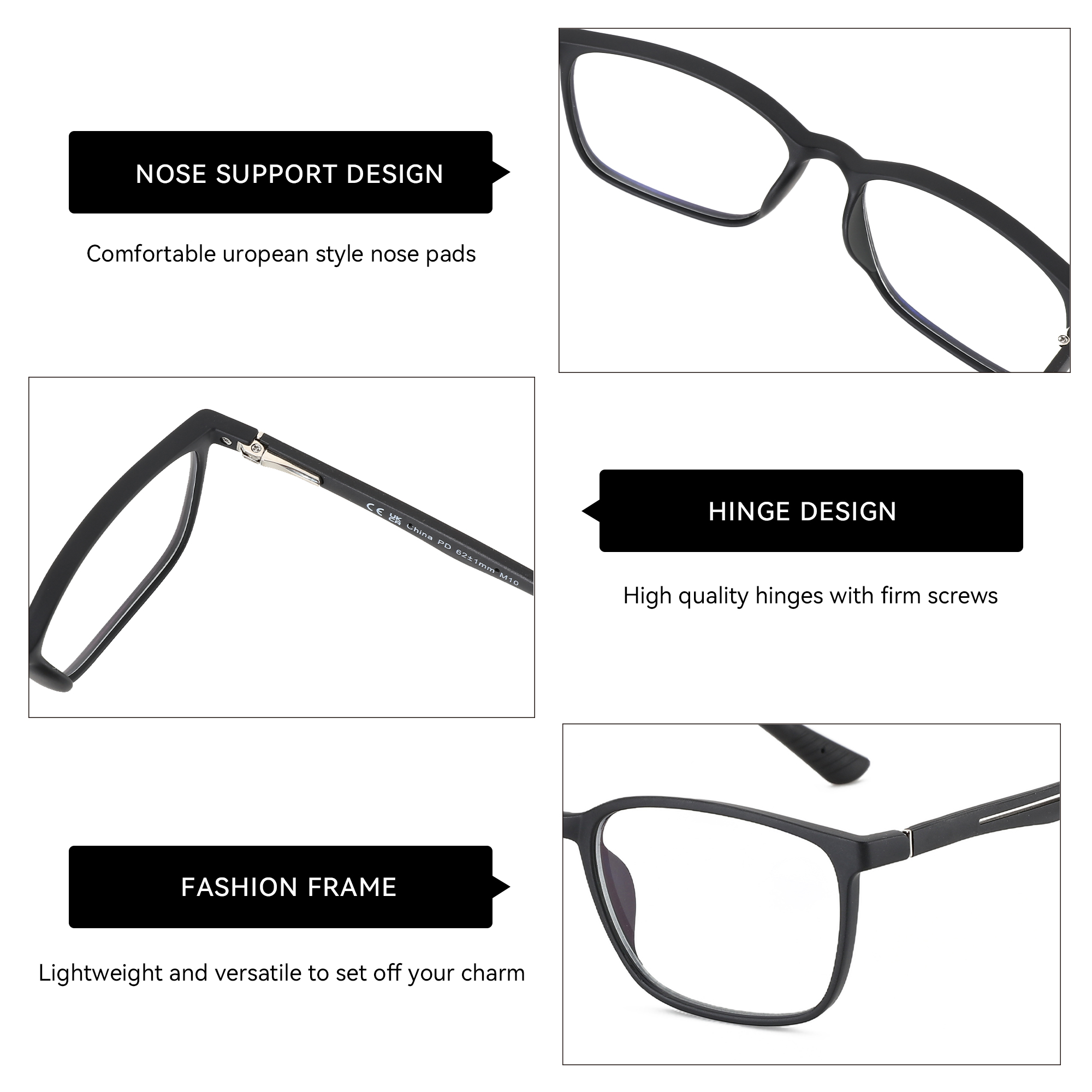 BLUEMOKY Rectangle Prescription Eyeglasses For Men Women Fashion Glasses Myopia Hyperopia Progressive Anti-Blue Light Eyewear